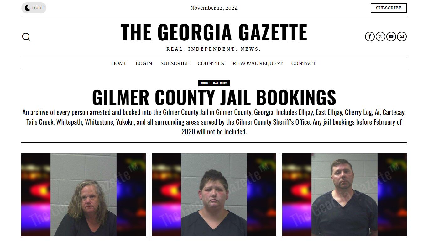 Gilmer County Jail Bookings – The Georgia Gazette